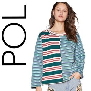 POL Multicolor Striped Top Lg